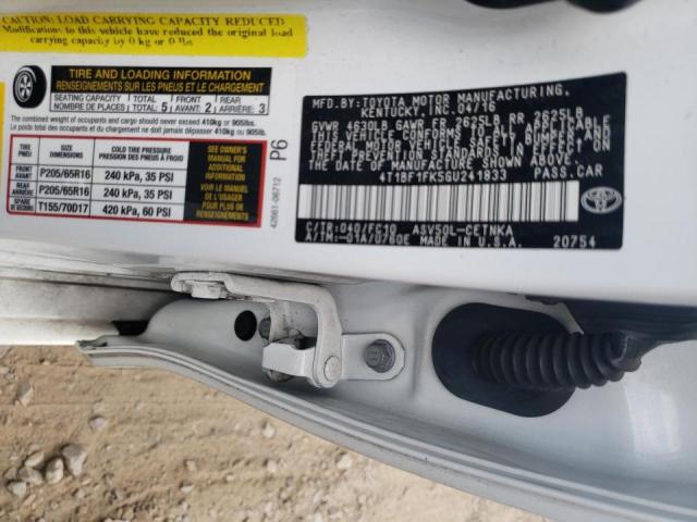 Photo 10 from auction – 2016 TOYOTA CAMRY LE with VIN 4T1BF1FK5GU241833