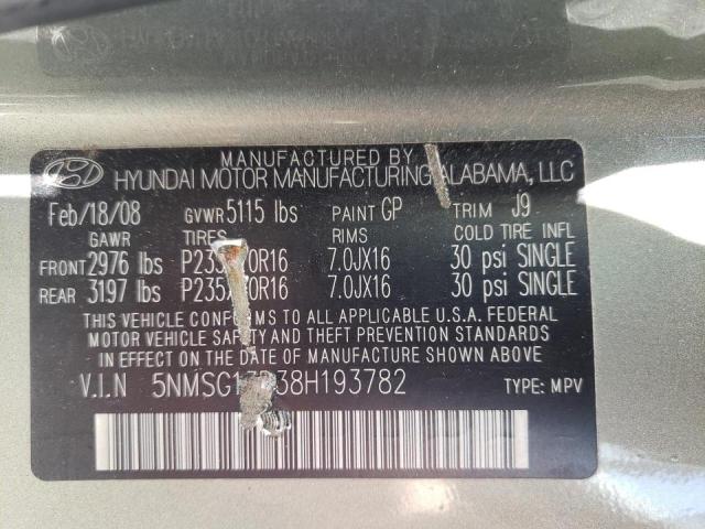Photo 10 from auction – 2008 HYUNDAI SANTA FE with VIN 5NMSG13D38H193782