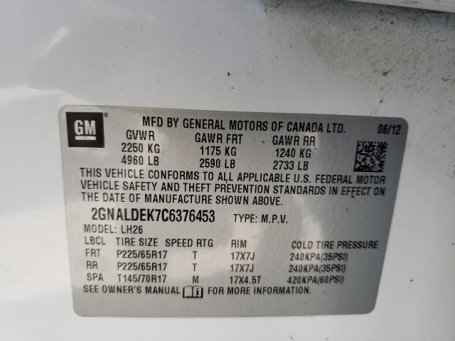 Photo 10 from auction – 2012 CHEVROLET EQUINOX LT with VIN 2GNALDEK7C6376453