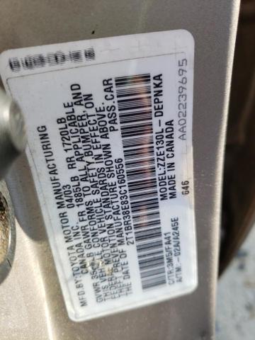 Photo 10 from auction – 2003 TOYOTA COROLLA CE with VIN 2T1BR38E83C160556