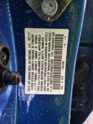 Photo 10 from auction – 2017 HONDA CIVIC LX with VIN 19XFC2F51HE027520