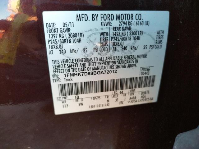 Photo 10 from auction – 2011 FORD EXPLORER X with VIN 1FMHK7D88BGA72012