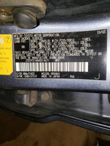 Photo 10 from auction – 2004 TOYOTA HIGHLANDER with VIN JTEEP21A840014671