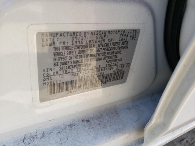 Photo 10 from auction – 2017 NISSAN SENTRA S with VIN 3N1AB7AP0HY409199