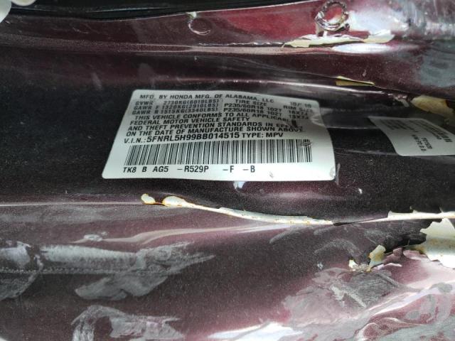 Photo 10 from auction – 2011 HONDA ODYSSEY TO with VIN 5FNRL5H99BB014515
