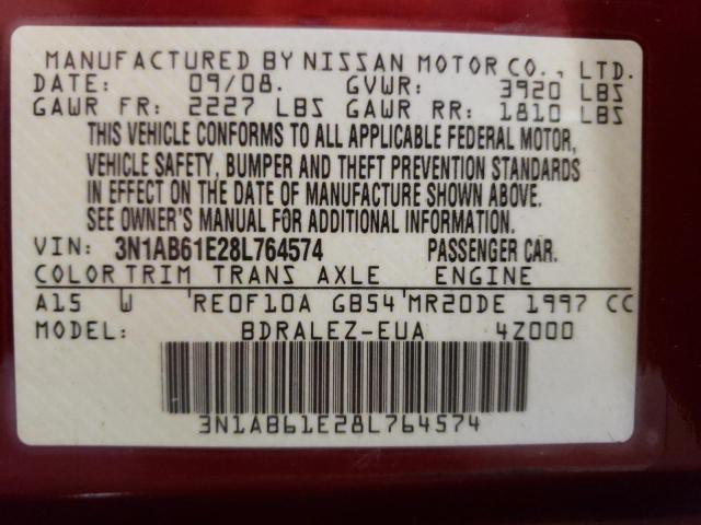 Photo 10 from auction – 2008 NISSAN SENTRA 2.0 with VIN 3N1AB61E28L764574