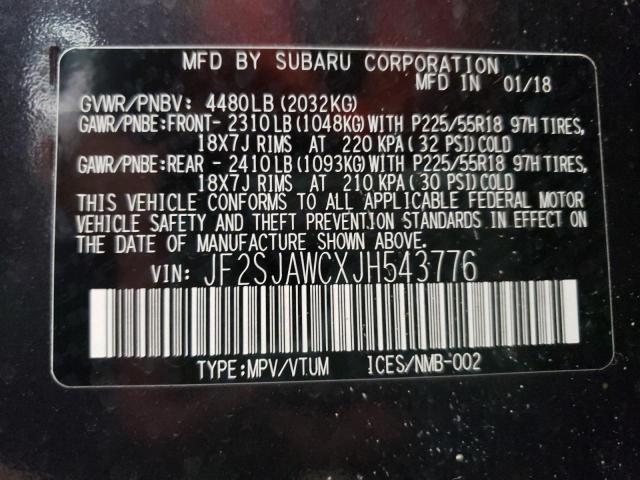 Photo 10 from auction – 2018 SUBARU FORESTER 2 with VIN JF2SJAWCXJH543776
