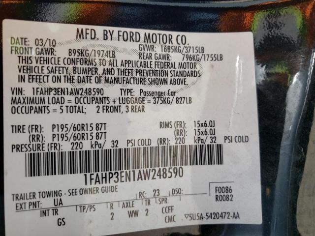 Photo 10 from auction – 2010 FORD FOCUS S with VIN 1FAHP3EN1AW248590