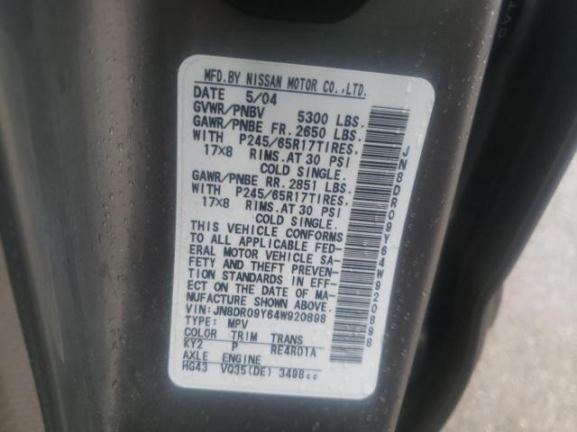 Photo 10 from auction – 2004 NISSAN PATHFINDER with VIN JN8DR09Y64W920898
