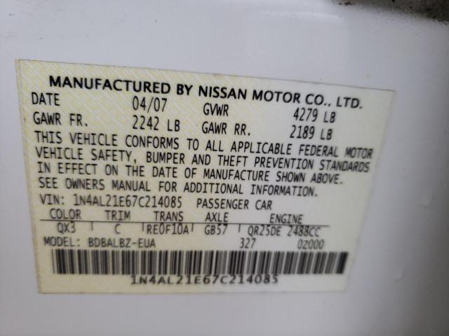 Photo 10 from auction – 2007 NISSAN ALTIMA 2.5 with VIN 1N4AL21E67C214085