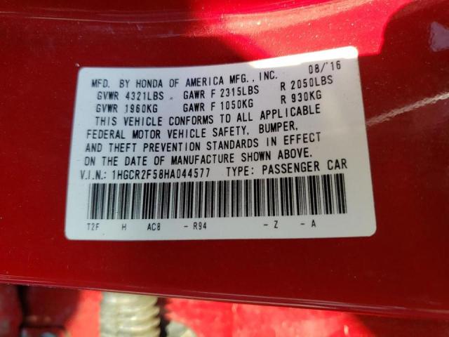 Photo 10 from auction – 2017 HONDA ACCORD SPO with VIN 1HGCR2F58HA044577