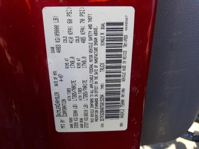 Photo 10 from auction – 2007 DODGE RAM 2500 S with VIN 3D7KS28A87G815294