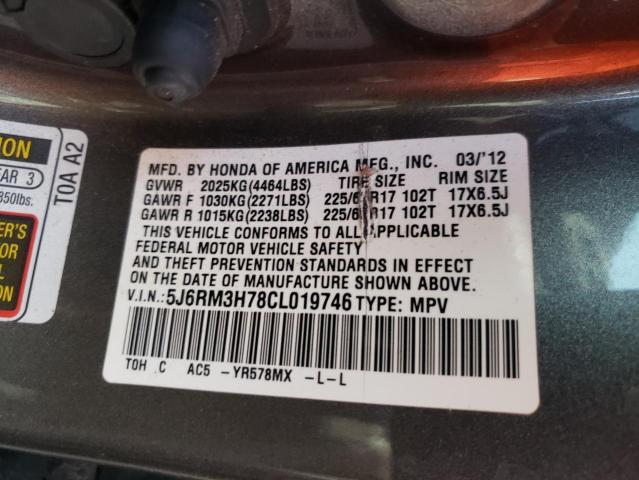 Photo 10 from auction – 2012 HONDA CR-V EXL with VIN 5J6RM3H78CL019746