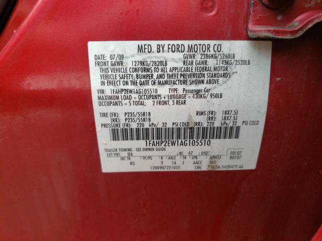 Photo 10 from auction – 2010 FORD TAURUS with VIN 1FAHP2EW1AG105510