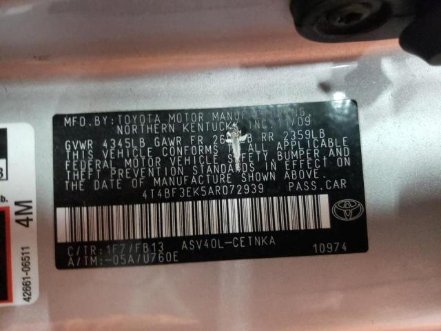 Photo 10 from auction – 2010 TOYOTA CAMRY BASE with VIN 4T4BF3EK5AR072939