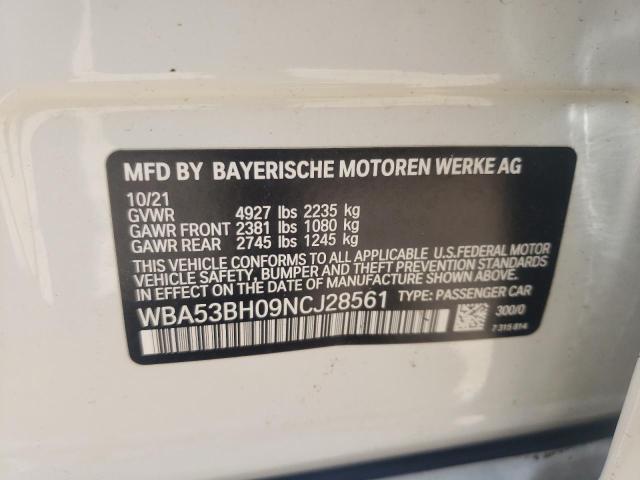 Photo 10 from auction – 2022 BMW 530 I with VIN WBA53BH09NCJ28561