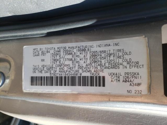 Photo 10 from auction – 2004 TOYOTA TUNDRA DOU with VIN 5TBDT44184S446010