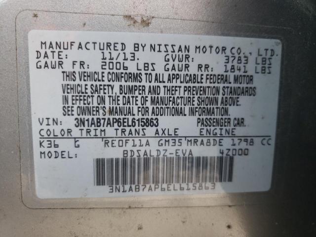 Photo 10 from auction – 2014 NISSAN SENTRA S with VIN 3N1AB7AP6EL615863