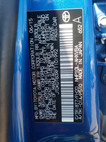 Photo 10 from auction – 2015 TOYOTA PRIUS C with VIN JTDKDTB3XF1101992
