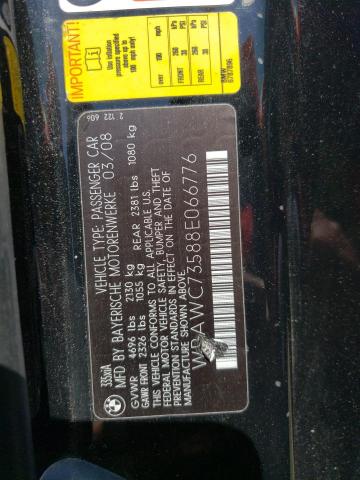 Photo 10 from auction – 2008 BMW 335 XI with VIN WBAWC73588E066776