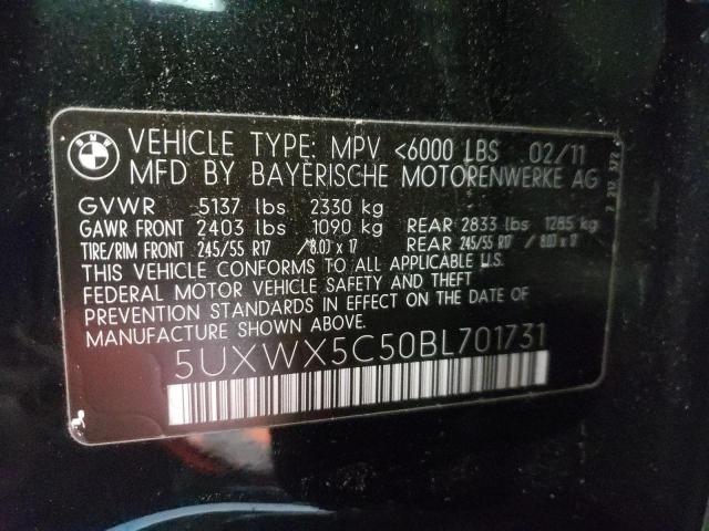 Photo 10 from auction – 2011 BMW X3 XDRIVE2 with VIN 5UXWX5C50BL701731