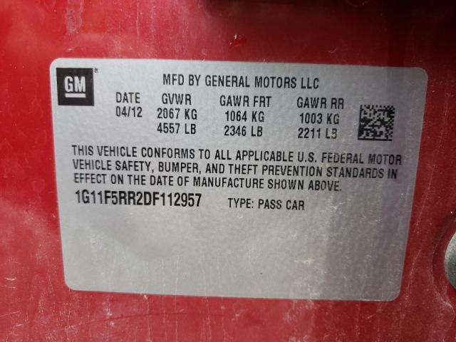 Photo 10 from auction – 2013 CHEVROLET MALIBU with VIN 1G11F5RR2DF112957