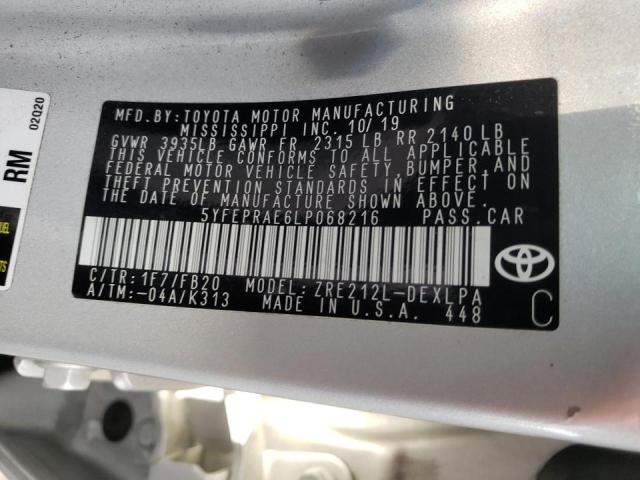 Photo 10 from auction – 2020 TOYOTA COROLLA LE with VIN 5YFEPRAE6LP068216