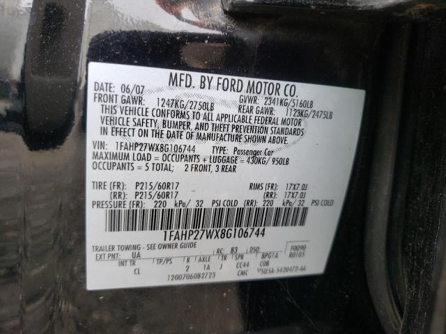 Photo 10 from auction – 2008 FORD TAURUS SEL with VIN 1FAHP27WX8G106744