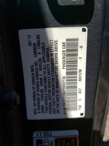 Photo 10 from auction – 2012 HONDA CIVIC EX with VIN 2HGFG3B87CH537136
