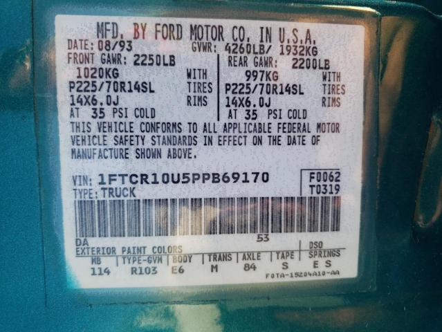 Photo 10 from auction – 1993 FORD RANGER with VIN 1FTCR10U5PPB69170