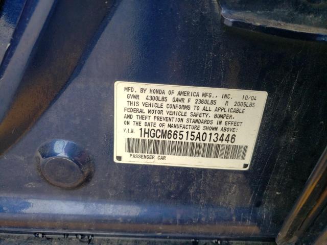 Photo 10 from auction – 2005 HONDA ACCORD EX with VIN 1HGCM66515A013446