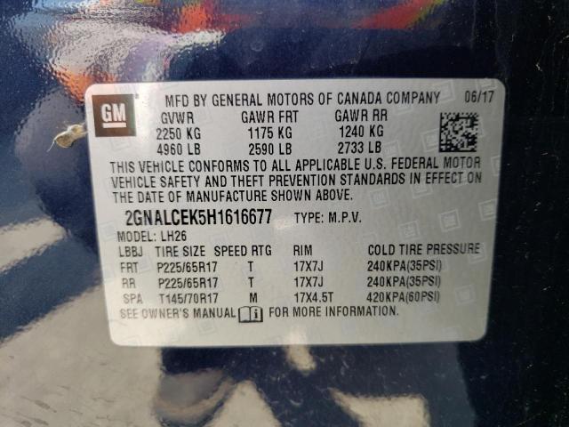 Photo 10 from auction – 2017 CHEVROLET EQUINOX LT with VIN 2GNALCEK5H1616677