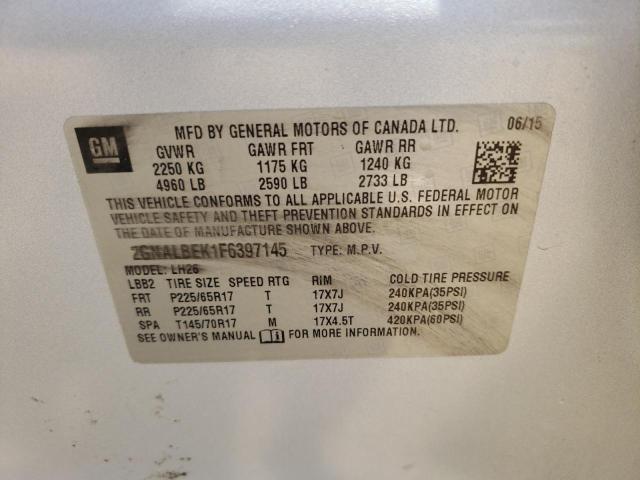 Photo 10 from auction – 2015 CHEVROLET EQUINOX LT with VIN 2GNALBEK1F6397145