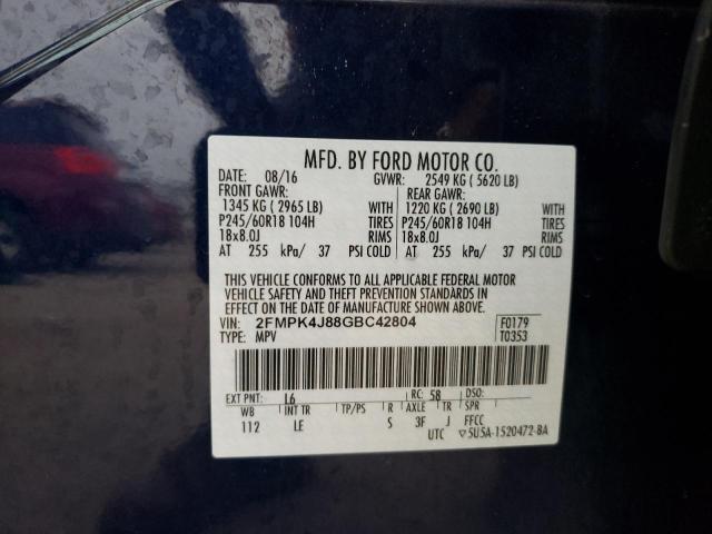 Photo 10 from auction – 2016 FORD EDGE SEL with VIN 2FMPK4J88GBC42804