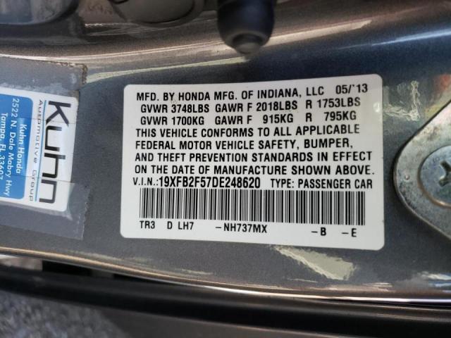 Photo 10 from auction – 2013 HONDA CIVIC LX with VIN 19XFB2F57DE248620