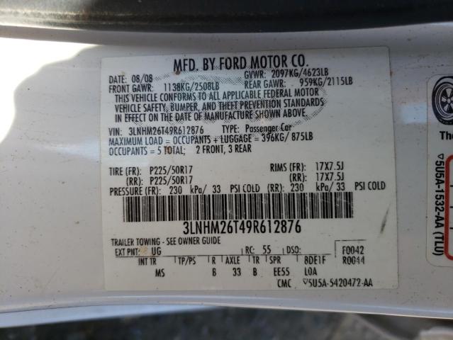 Photo 10 from auction – 2009 LINCOLN MKZ with VIN 3LNHM26T49R612876