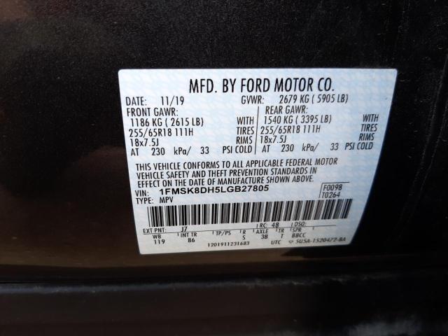 Photo 10 from auction – 2020 FORD EXPLORER X with VIN 1FMSK8DH5LGB27805