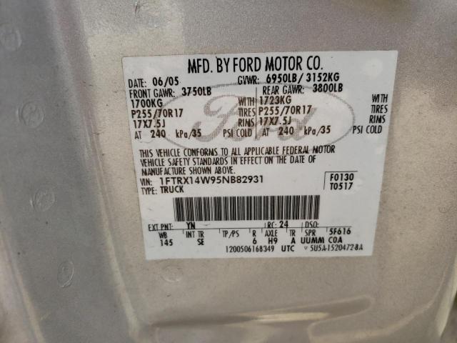 Photo 10 from auction – 2005 FORD F150 with VIN 1FTRX14W95NB82931