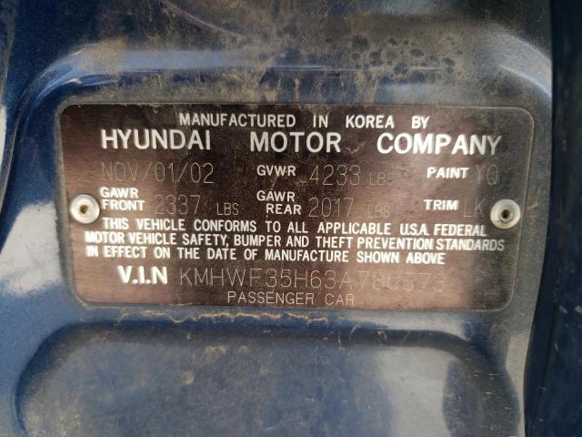 Photo 10 from auction – 2003 HYUNDAI SONATA GLS with VIN KMHWF35H63A780573