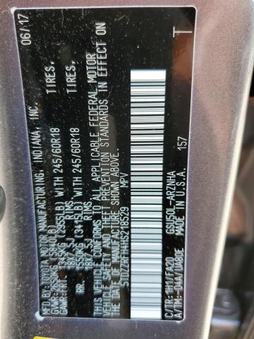 Photo 10 from auction – 2017 TOYOTA HIGHLANDER with VIN 5TDZZRFH4HS218529