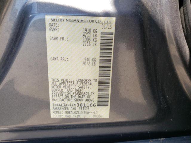 Photo 10 from auction – 2015 NISSAN ALTIMA 2.5 with VIN 1N4AL3AP4FN381166