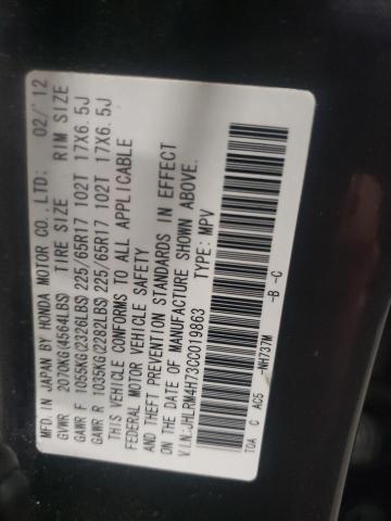 Photo 10 from auction – 2012 HONDA CR-V EXL with VIN JHLRM4H73CC019863
