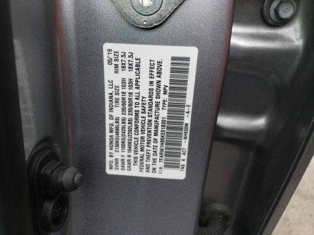 Photo 10 from auction – 2019 HONDA CR-V EXL with VIN 7FARW1H85KE018301