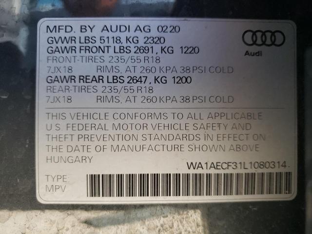Photo 10 from auction – 2020 AUDI Q3 PREMIUM with VIN WA1AECF31L1080314