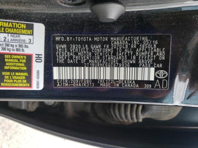 Photo 10 from auction – 2016 TOYOTA COROLLA L with VIN 2T1BURHE6GC679936