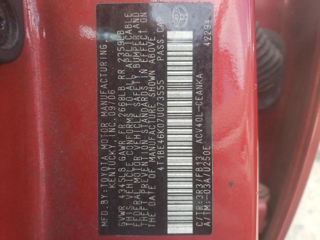 Photo 10 from auction – 2007 TOYOTA CAMRY CE with VIN 4T1BE46K07U073555
