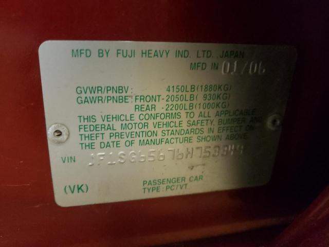 Photo 10 from auction – 2006 SUBARU FORESTER 2 with VIN JF1SG65676H753349