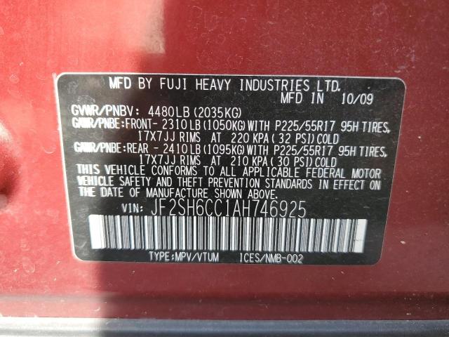Photo 10 from auction – 2010 SUBARU FORESTER 2 with VIN JF2SH6CC1AH746925