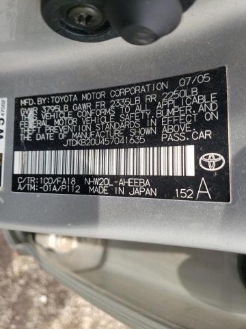 Photo 10 from auction – 2005 TOYOTA PRIUS with VIN JTDKB20U457041635
