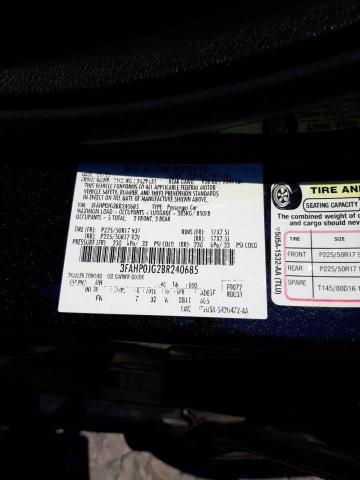 Photo 10 from auction – 2011 FORD FUSION SEL with VIN 3FAHP0JG2BR240685